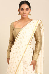 Bindhi - Gilded Polka Dot Mul Cotton Saree - SKU EKS50