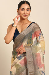 Green Cotton Silk Saree with Zari Detailing