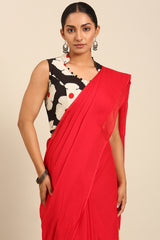 Rangeen - Cardinal Red Solid Mul Cotton Saree - SKU EKS65