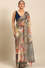 Green Cotton Silk Saree with Zari Detailing