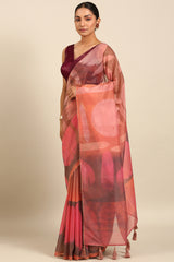 Navy Blue Cotton Blend Silk Saree with Botti Work