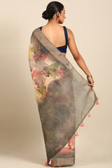 Green Cotton Silk Saree with Zari Detailing