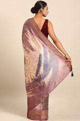 Blue Tussar Silk Saree with Zari Border