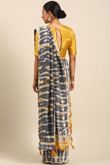 Mogra - Modernist Chanderi Cotton Saree in Grey - SKU EKS59