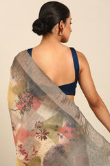 Green Cotton Silk Saree with Zari Detailing