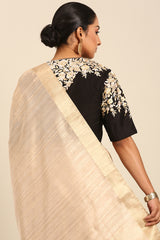 Cream Linen Blended Silk Saree
