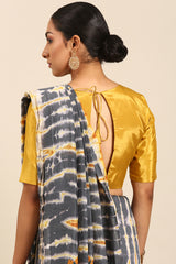 Mogra - Modernist Chanderi Cotton Saree in Grey - SKU EKS59