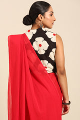 Rangeen - Cardinal Red Solid Mul Cotton Saree - SKU EKS65