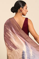 Blue Tussar Silk Saree with Zari Border