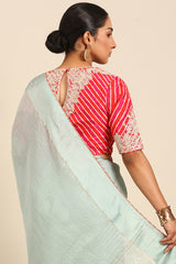 Blue Soft Blended Silk Saree