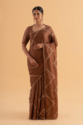 Nayan - Brown Soft Silk Saree with Fine Thread Work for Festive Glamour - SKU EKS14