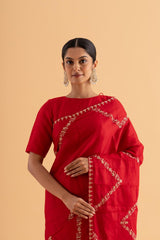 Nayan - Red Soft Silk Saree with Handcrafted Thread Work – Festive Favourite - SKU EKS15