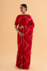 Nayan - Red Soft Silk Saree with Handcrafted Thread Work – Festive Favourite - SKU EKS15