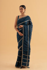 Dwani - Midnight Blue Semi Silk Saree with Zari Work – Regal Traditional Drape - SKU EKS22