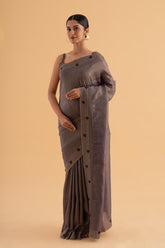 Kajal - Dark Blue & Grey Two-Tone Crush Silk Saree with Stone and Thread Work - SKU EKS33