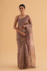 Leher - Dark Pink Satin Silk Saree with Sequin & Bead Embroidery – Festive Elegance - SKU EKS21