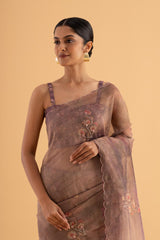 Leher - Dark Pink Satin Silk Saree with Sequin & Bead Embroidery – Festive Elegance - SKU EKS21