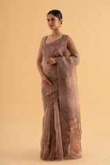 Leher - Dark Pink Satin Silk Saree with Sequin & Bead Embroidery – Festive Elegance - SKU EKS21