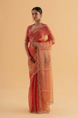 Kumkum - Deep Orange-Red Organza Saree with Stone Work – Glamorous Festive Drape Where tradition meets radiance.
- SKU EKS36