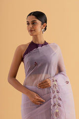 Shristi - Lilac Organza Saree with Delicate Jerquin Work – A Dreamy Occasion Wear - SKU EKS17