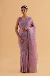 Anya - Deep Lilac Platine Silk Saree with Subtle Embroidery for Graceful Occasions - SKU EKS03
