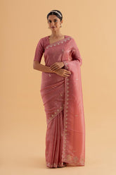 Athma - Deep Pink Designer Crush Silk Saree with Elegant Embroidery - SKU EKS02