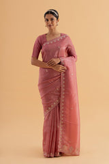 Athma - Deep Pink Designer Crush Silk Saree with Elegant Embroidery - SKU EKS02