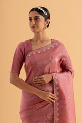 Athma - Deep Pink Designer Crush Silk Saree with Elegant Embroidery - SKU EKS02