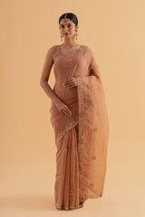 Sukha - Light Coffee Industrial Kota Saree with Thread Embroidery for Everyday Elegance - SKU EKS06