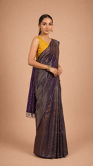 Aarika – Dark Purple Pure Linen Saree - SKU EKS83