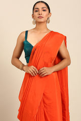 Scarlet Grace Solid Red Mul Cotton Saree with Bhoti Pallu