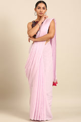 Lavender Mist Foil Print Mul Cotton Saree in Cream