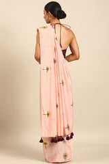 Tribal Tale Mul Cotton Saree in Red, White, and Black Print