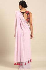 Lavender Mist Foil Print Mul Cotton Saree in Cream
