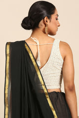 Rangeen- Solid black mul saree