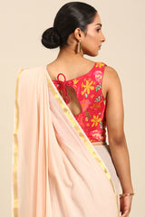 Golden Glint Thread Work Mul Cotton Saree in White