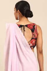 Lavender Mist Foil Print Mul Cotton Saree in Cream