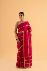 Dwani - Deep Pink Ho Silk Saree with Zari Embroidery – Royal Festive Look - SKU EKS23