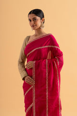 Dwani - Deep Pink Ho Silk Saree with Zari Embroidery – Royal Festive Look - SKU EKS23
