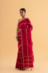 Dwani - Deep Pink Ho Silk Saree with Zari Embroidery – Royal Festive Look - SKU EKS23