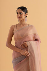 Rasa - Ombre Blush Pink Satin Silk Saree with Stone Work – Dreamy Celebration Drape - SKU EKS34